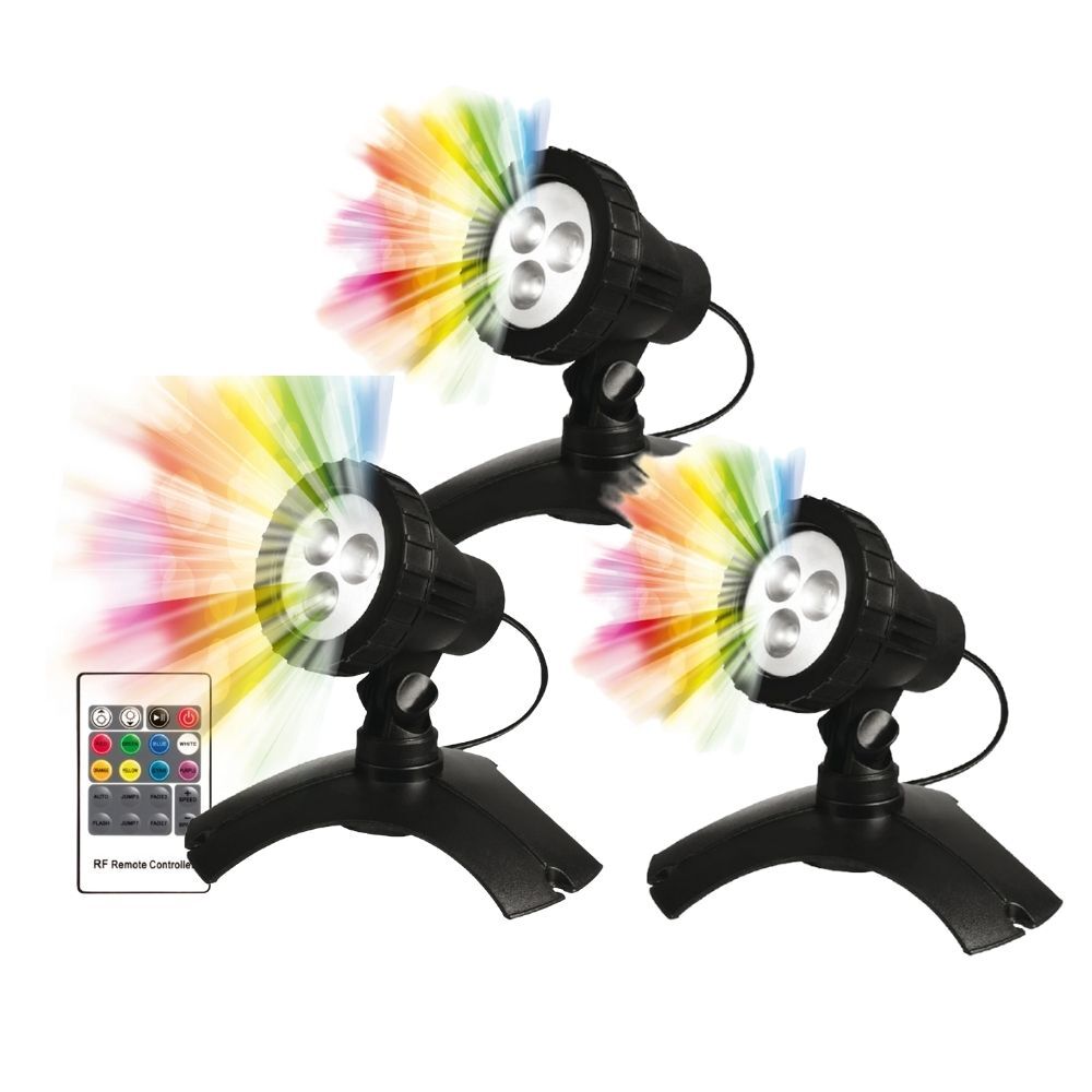 PondMax 3 LED Multi Colour Garden or Pond Lights, Aqua Gardening