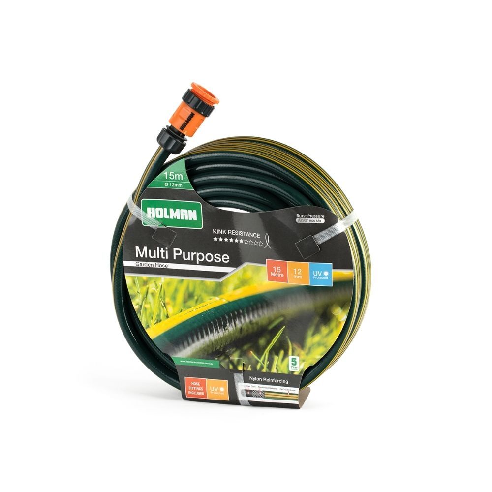 Holman Multi Purpose Garden Hose 12mm x 15m, 12m x 30m, Aqua Gardening