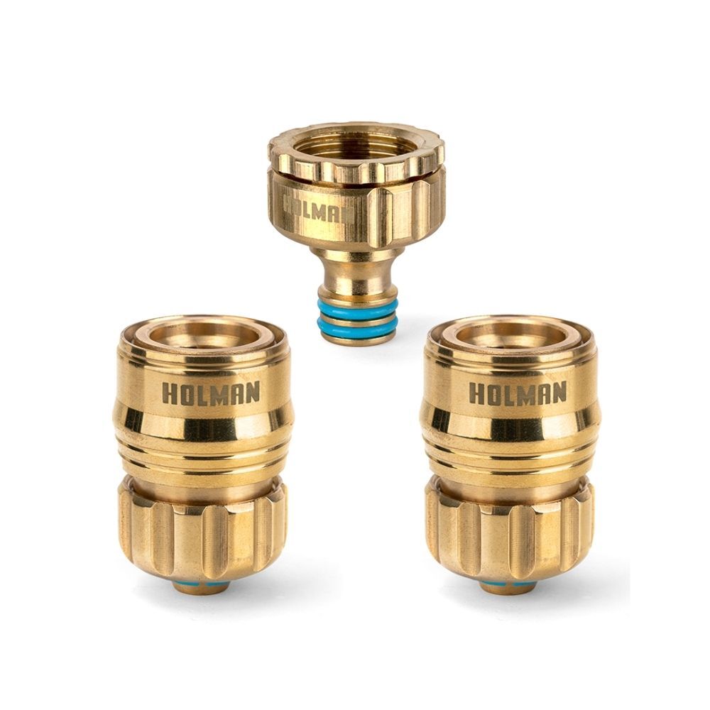 Holman Brass Hose Connector Set 12mm 18mm, Aqua Gardening