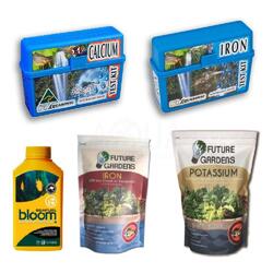 Aquaponic Additives Bundle - Seafuel, Potassium, Iron plus Iron and Calcium Test Kits 