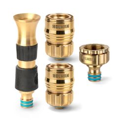 Holman Brass Hi-Flow Hose Nozzle & Connector Set 12mm
